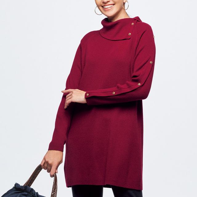 アシンメトリーカラー チュニック ファッション ニット セーター PC6065