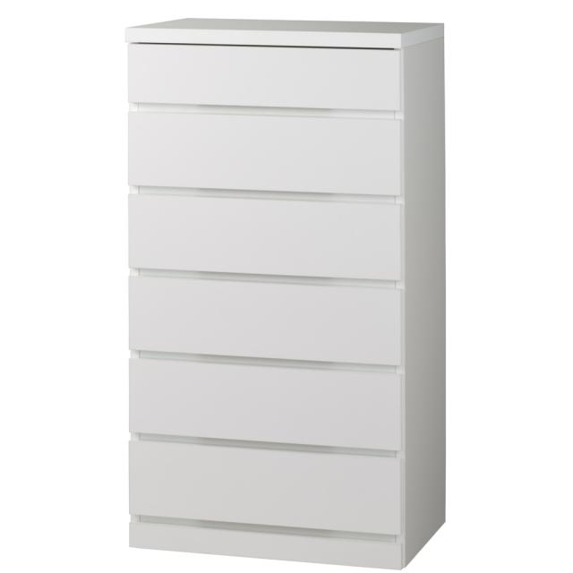 【日本製】前面光沢＆引き出し内部化粧チェスト 幅60cm・6段 衣類収納 タンス 633018
