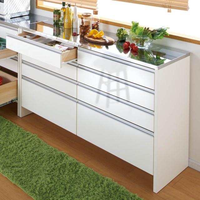 ステンレストップ間仕切りカウンター 幅150cm キッチン収納 キッチンカウンター 641515