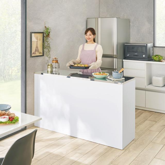 ステンレストップ間仕切りカウンター 幅150cm キッチン収納 キッチンカウンター 641515_2