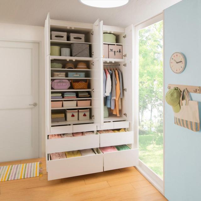 リビングワードローブ ハンガーチェストタイプ 幅80cm奥行56cm高さ180cm 衣類収納 ワードローブ クローゼット 589808