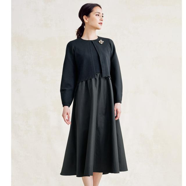 ワンピース チュニック お出かけ フォーマルワンピース ニットドッキングワンピース 336502の通販は 24,800円