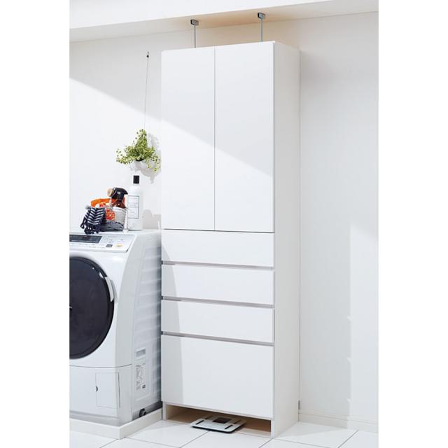 洗面所収納 キャビネット ランドリー チェスト 幅60 白 日本製 完成品