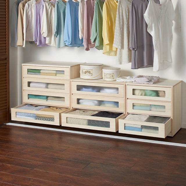 衣類収納 押入れ クローゼット収納 ブティックのような モダン桐クローゼットチェスト 幅75cm・4段 532044の通販は