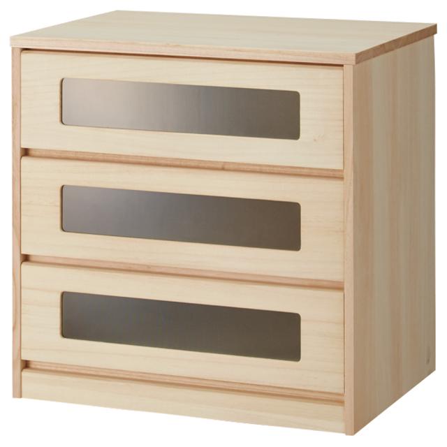 【ローチェスト】ブティックのような モダン桐クローゼットチェスト 幅58cm・3段 衣類収納 押入れ クローゼット収納 633032