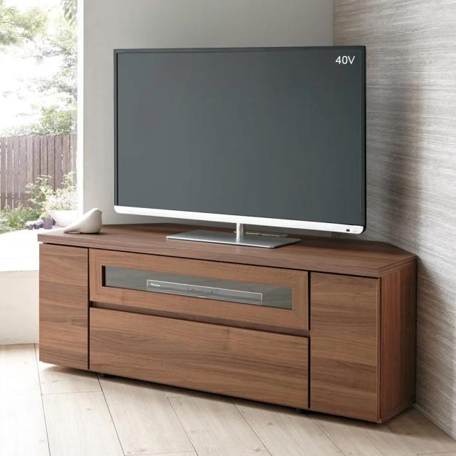 ［幅120cm高さ44cm］天然木調コーナーテレビ台 隠しキャスター付き 日本製 完成品 テレビ台 テレビボード コーナーテレビ台 643028
