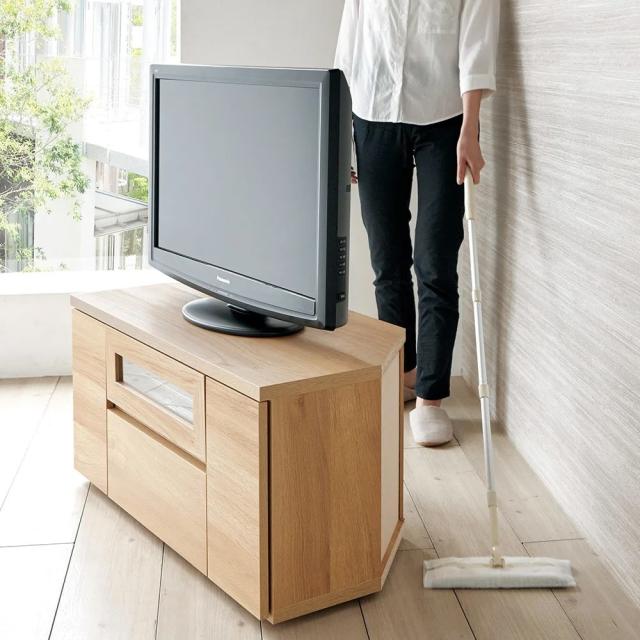 幅90cmハイタイプ高さ70cm］天然木調コーナーテレビ台 キャスター付き