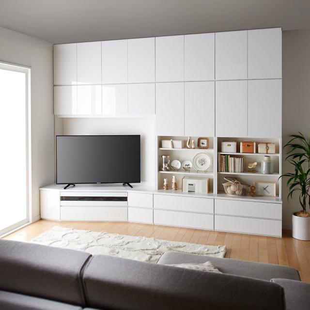 コーナー壁面収納テレビ台 幅117高さ180cm 右壁設置用 【ハイバック収納】 テレビ台 テレビボード 壁面収納テレビ台 628513_9