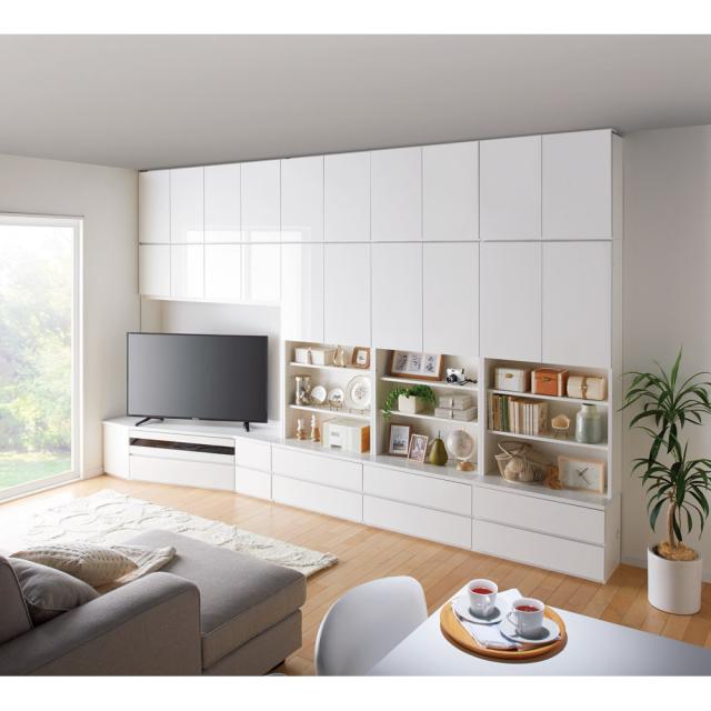 コーナー壁面収納テレビ台 幅117高さ180cm 左壁設置用 【ハイバック収納】 テレビ台 テレビボード 壁面収納テレビ台 628514