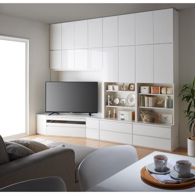 コーナー壁面収納テレビ台 幅117高さ180cm 左壁設置用 【ハイバック収納】 テレビ台 テレビボード 壁面収納テレビ台 628514_8