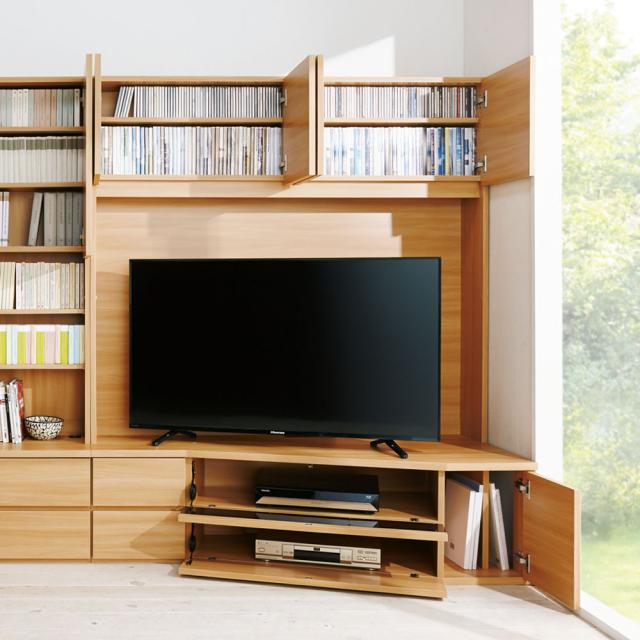 コーナー壁面収納テレビ台 幅150高さ180cm 右壁設置用 【ハイバック 