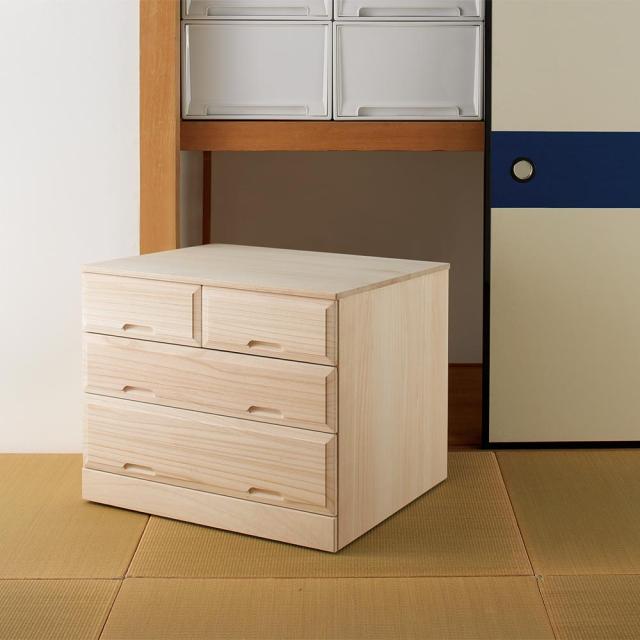 【ローチェスト】奥行60cm ロング総桐クローゼットチェスト 幅75cm・3段（高さ60.5cm） 衣類収納 押入れ クローゼット収納 645124_3