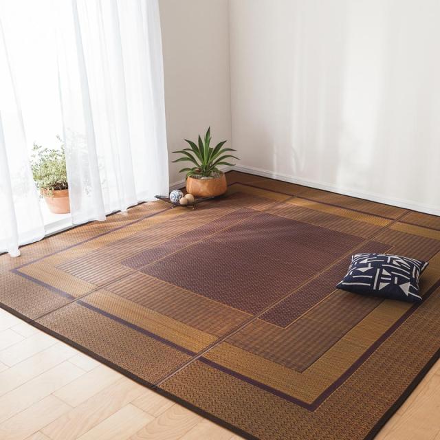 ≪3畳 約174×261cm≫ 紋織りい草上敷き裏付き・細べり〈ランクス〉 カーペット ラグ マット 654474_1