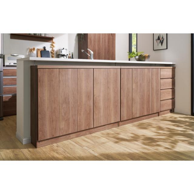 シンプルカウンター下収納庫（奥行30高さ87cm） 5枚扉タイプ 幅121.5cm キッチン収納 キッチンカウンター下収納 641455