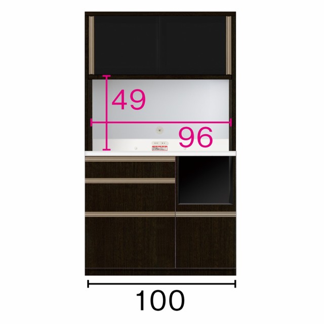 食器棚 キッチンボード カウンター高さ85cm ≪奥行51cm≫ 高機能 モダンシックキッチンシリーズ キッチンボード 幅100高さ178cm 823808