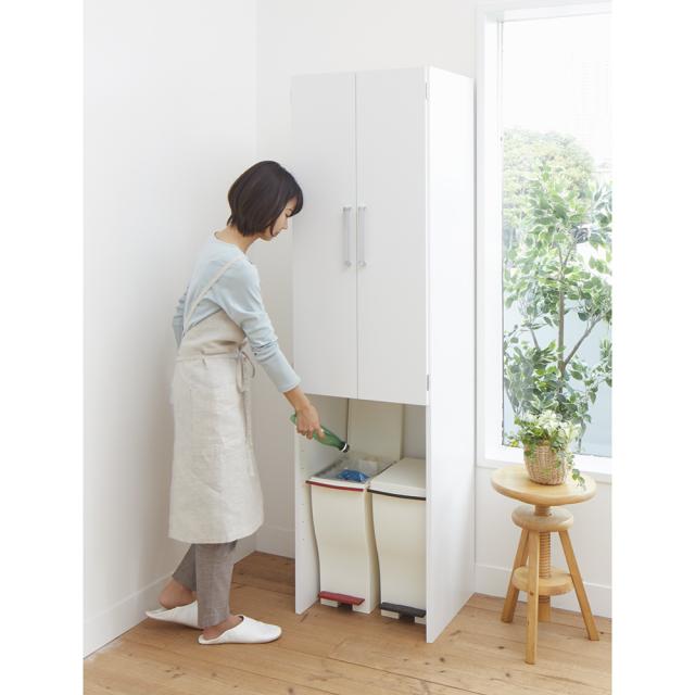 【幅49cm】ゴミ箱上を有効活用！下段オープンたっぷり収納庫 キッチン収納 キッチンストッカー 隙間収納 630206_1