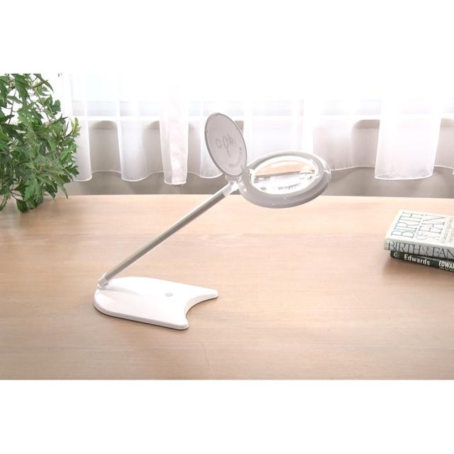拡大鏡付き ライト 拡大鏡 ライト付き スタンド 充電式 コードレス 卓上 ルーペ 虫眼鏡 拡大鏡付きLEDライト シャイニーズーム AR2804_1