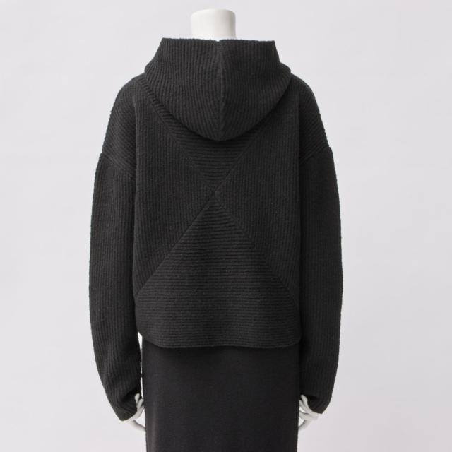 フード付き クロップドニットプルオーバー ニット セーター ニット