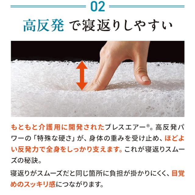 敷布団 硬め 厚め 高反発 寝返り しやすい ベッド ブレスエアー（R）敷布団 リファイン（厚さ5cm） ≪クイーン≫ AR2658_5