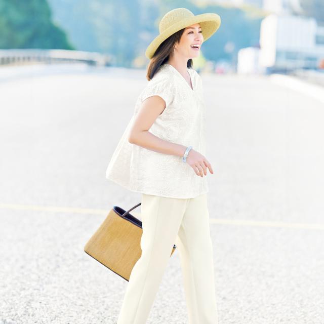 接触冷感・吸水速乾・UVカット タックテーパードパンツ 機能性ウェア