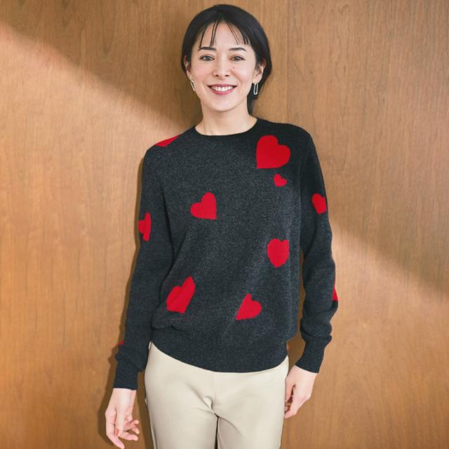 カシミヤニット ハート柄 インターシャ プルオーバー ニット セーター ニットセーター A27601