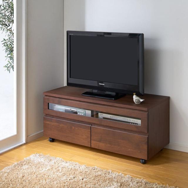 アルダー天然木テレビ台 幅106高さ46cm キャスター付き テレビ台