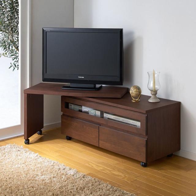 アルダー天然木テレビ台 幅106高さ46cm キャスター付き テレビ台
