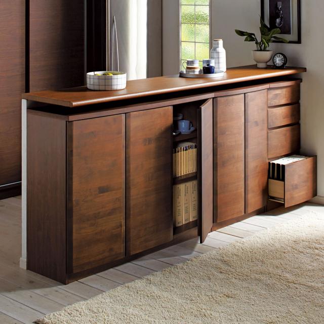 ラック シェルフ 本棚 ブックシェルフ 書棚 アルダー天然木 アールデザインブックシェルフ 引き出し 幅41.5cm 530458の通販は