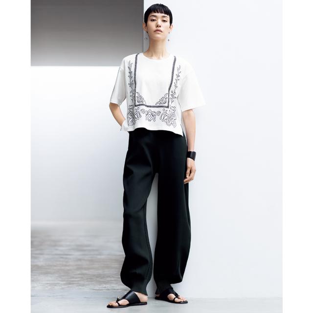 パネル刺しゅう入り Tシャツ シャツ ブラウス プルオーバー PC7134_1