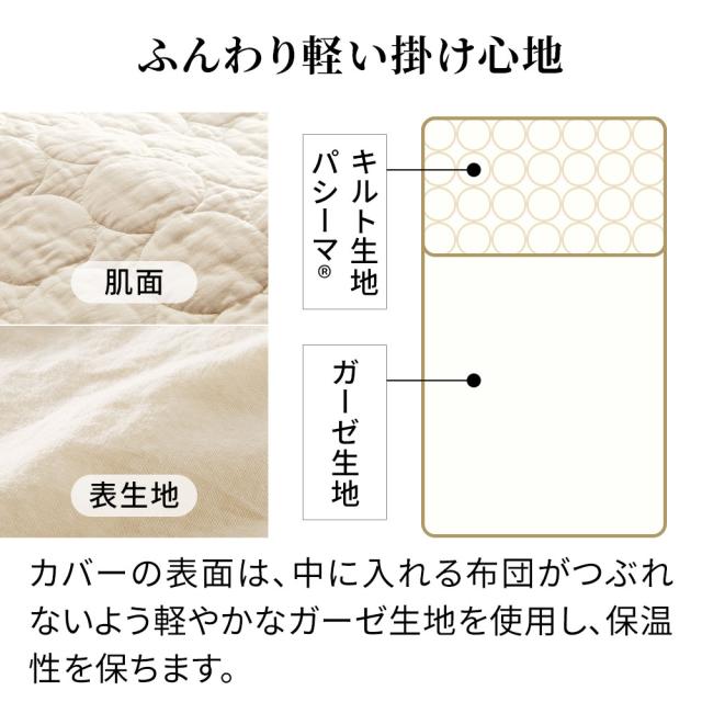 ケット にもなる 日本製 ガーゼ 洗える サラサラ ≪シングルロング≫ パシーマ（R）生地でつくったケットにもなる掛け布団カバー 653404_3