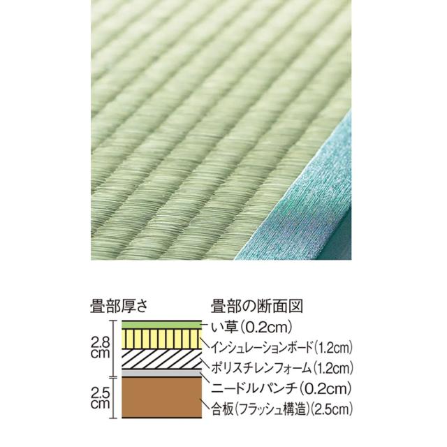 跳ね上げ式収納ユニット畳 ヘリ有りミニ半畳 高さ33cm リビング収納 ユニットシェルフ 587988_5
