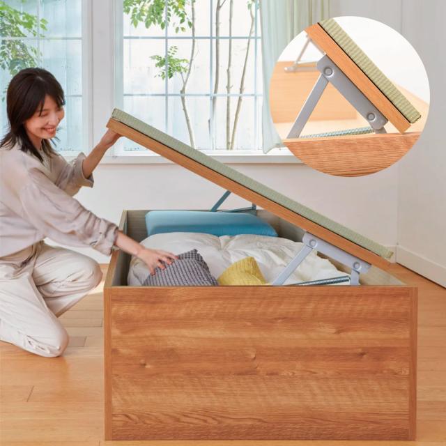 跳ね上げ式収納ユニット畳 ヘリ無しミニ半畳 高さ33cm リビング収納 ユニットシェルフ 587972_3