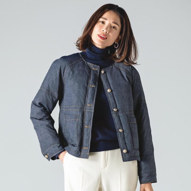 ジャケット ブルゾン デニムプリント ライトダウンジャケット 328802の通販は