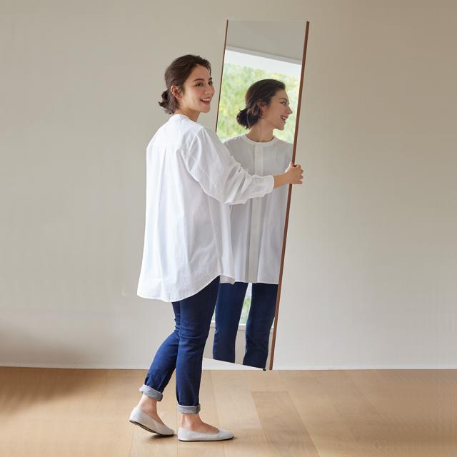 ≪高さ130cm≫ 幅20-30cm 割れない軽量フィルムミラー 細枠 【サイズオーダー】 防災用品 防犯用品 耐震グッズ 651872