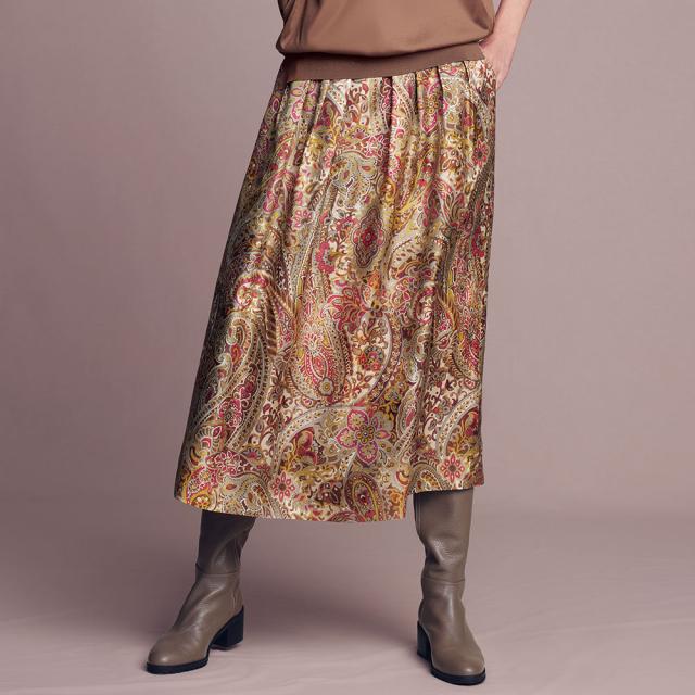 エリカ社 ペイズリー柄 シルク タックフレアースカート ファッション スカート PC5879