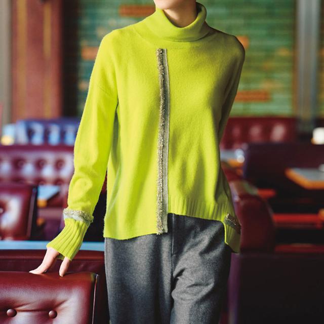 ラメライン使い イレギュラーヘム ニットプルオーバー ファッション ニット セーター PC5896