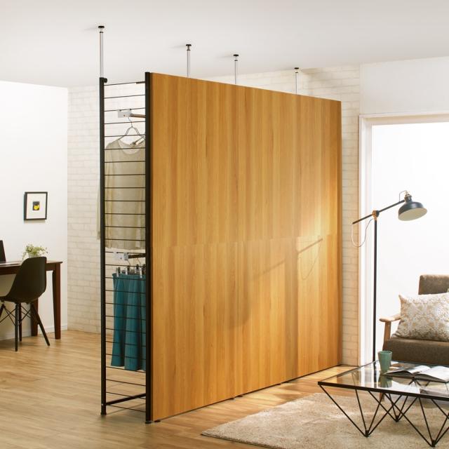 リビング収納 パーテーション 間仕切り ブルックリン風間仕切り収納 ハンガー＆棚 連結用 幅58cm 531408の通販は