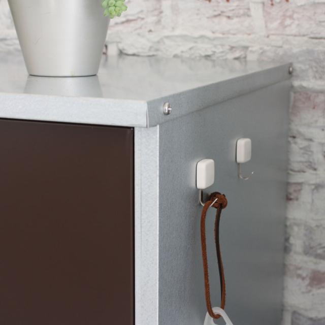 ガルバ製逆ルーバー室外機カバー 収納庫付き ハイ エアコン室外機