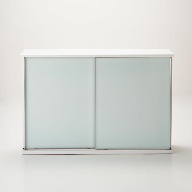 キッチン収納 キッチンカウンター下収納 Odbicie/オードビチェ ガラス扉引き戸カウンター下収納庫 高さ85cm扉収納 幅126cm H76645の通販は