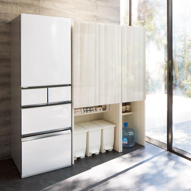 キッチン収納 キッチンストッカー 食品ストッカー 幅と奥行が選べる 光沢木目が美しい下段オープンストッカー 幅75cm・奥行43.7cm 807616の通販は