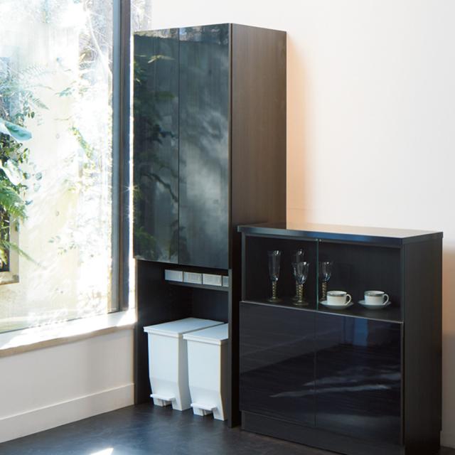 キッチン収納 キッチンストッカー 食品ストッカー 幅と奥行が選べる 光沢木目が美しい下段オープンストッカー 幅75cm・奥行43.7cm 807616の通販は