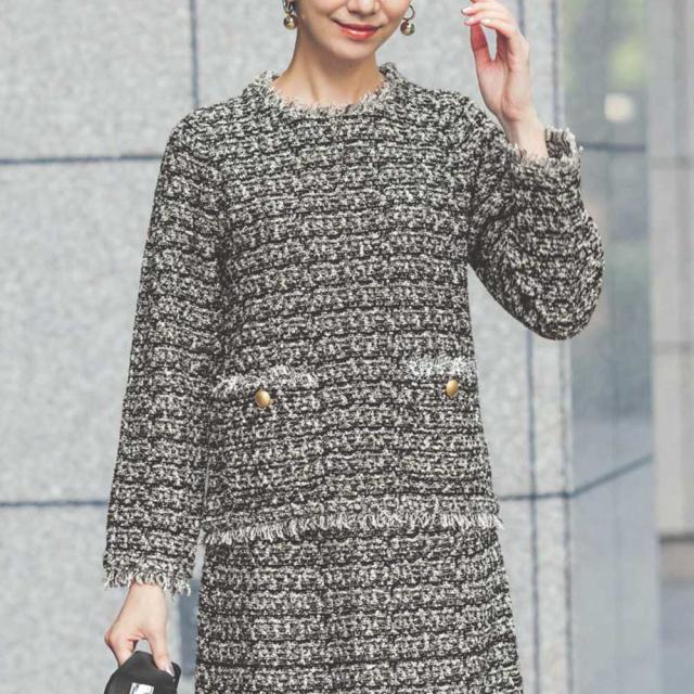 ラメツイード調 ニットセットアップ プルオーバー ファッション ニット セーター PC5845