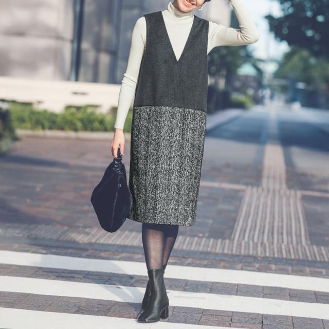 ツイードドッキング ジャンパースカート ファッション スカート PC5847