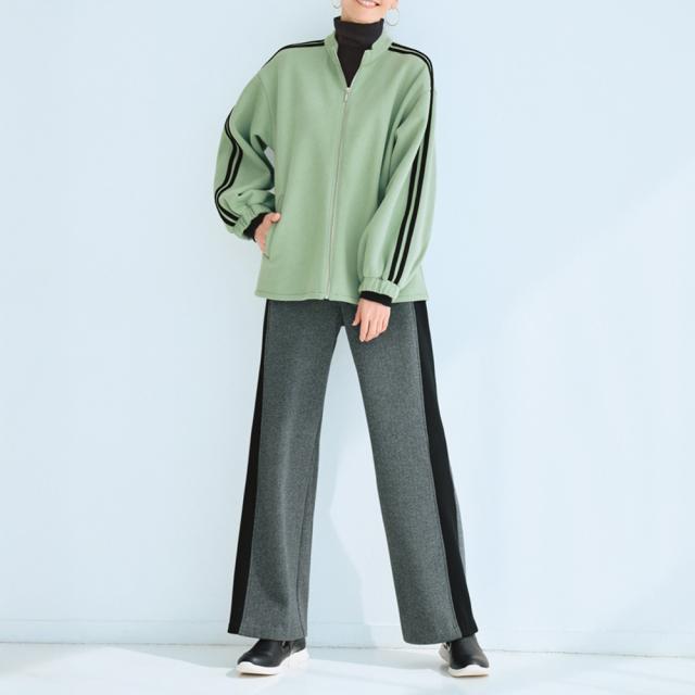 裏起毛 ライン入り ジップブルゾン ファッション ジャケット PC5857