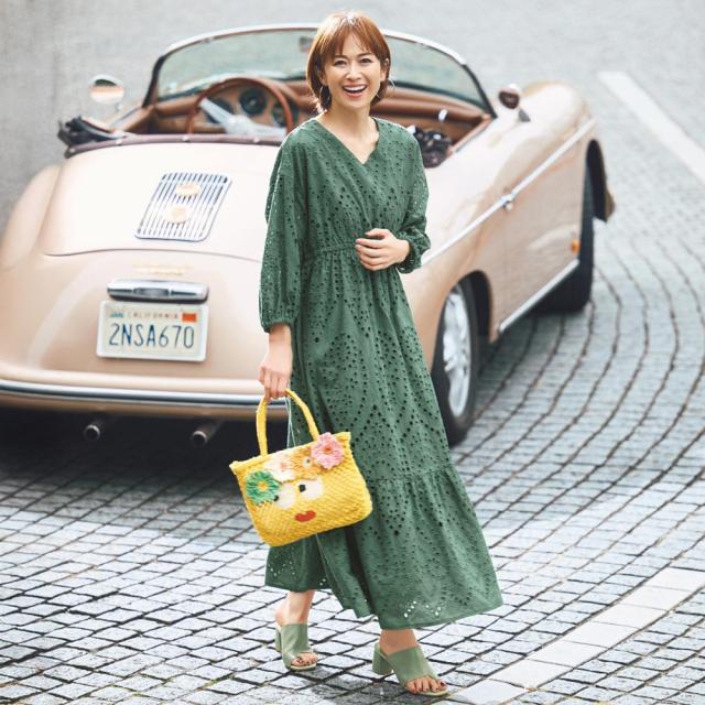 コットンボイル カットワーク刺しゅう ワンピース ワンピース マキシワンピース ロングワンピース 177201