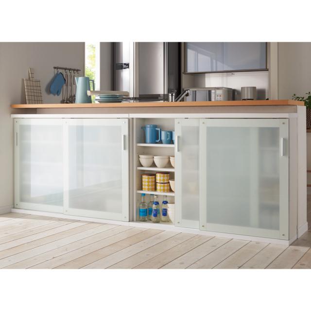 家具 収納 キッチン収納 食器棚 カウンター下収納 収納物の見やすい ガラス戸カウンター下収納庫 引き戸 幅1cm の通販はau Pay マーケット ディノス Au Pay マーケット店