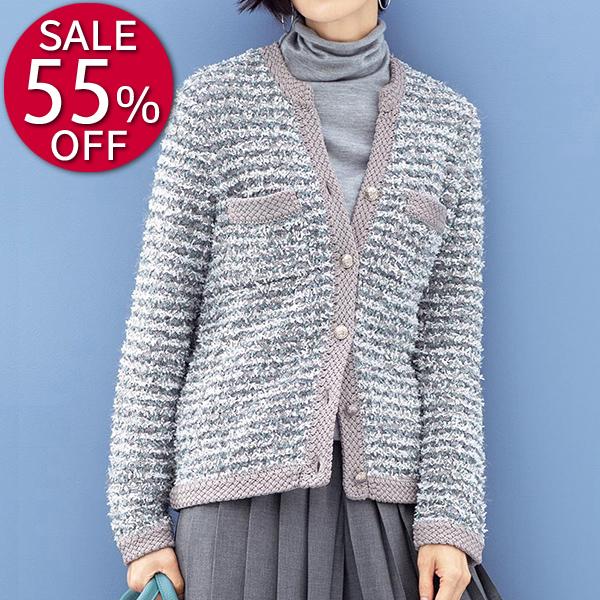 ジャケット セール レディース ラメ入りミックスヤーン ニットジャケット 冬 PC4057の通販は