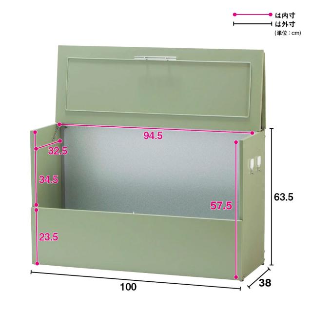 欧風ダストボックス〈セージグリーン〉奥行38cm 保管庫 G01015_8