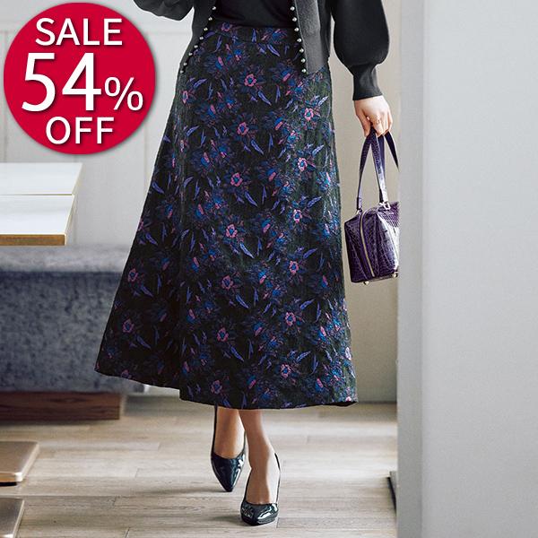 スカート セール レディース 桐生織 フラワージャカード フレアースカート 冬 PC4335の通販は