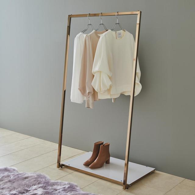 衣類収納 コートハンガー コート掛け Lettre/レットル ハンガーラック ゴールド 幅80cm H76208の通販は